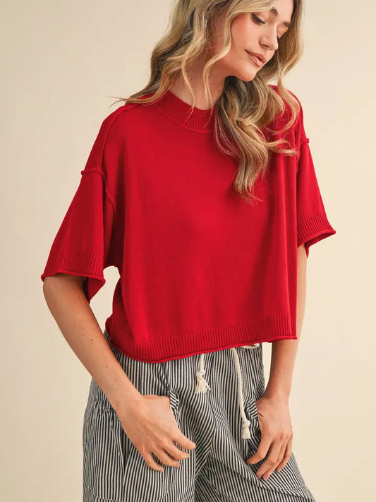 Elijah Short Sleeve Mock Sweater