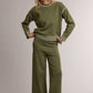 Tipped Wide Leg Pants With Optional Sweater