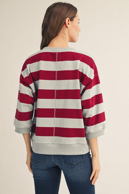 Conviction V-notched Bold Stripe Casual Top
