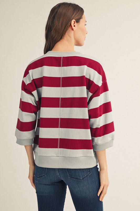 Conviction V-notched Bold Stripe Casual Top
