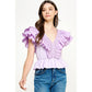 Harrods Ruffled Poplin Detail Knit Top