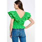 Harrods Ruffled Poplin Detail Knit Top