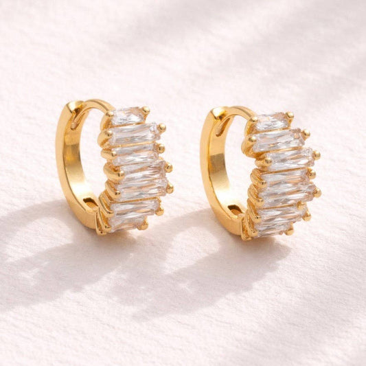 CZ Baguette Huggie Hoop Earrings