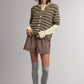 Carpenter Stripe Short Sleeve Sweater Cardigan