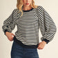 St. Charles Long Puff Sleeve Stripe Top