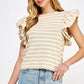 Berea Layered Flutter Short Sleeve Stripe Top