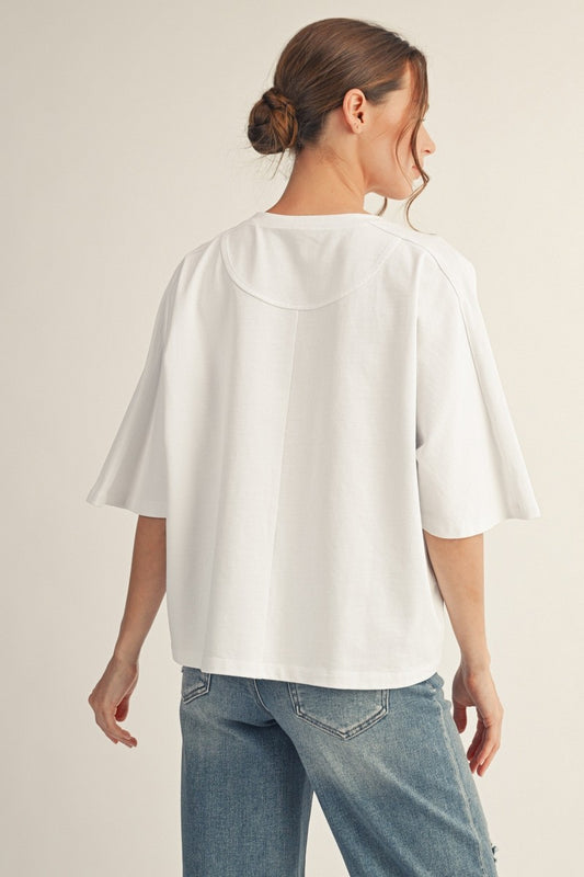 Peggy Drop Shoulder Mineral Washed Loose Fit Top