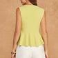 Kentucky Sleeveless Button-Front Peplum Knit Top