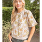 Monroe Floral Buttle Sleeve Blouse Top