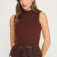 Richmond Lace Contrast Mock Neck Sleeveless Knit Top