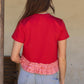 Paducah Ruffle Frill Asymmetric Hem Mixed Media Knit Tee Top