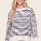 Confidence Multi Color Texture Stripe Crew Neck Sweater