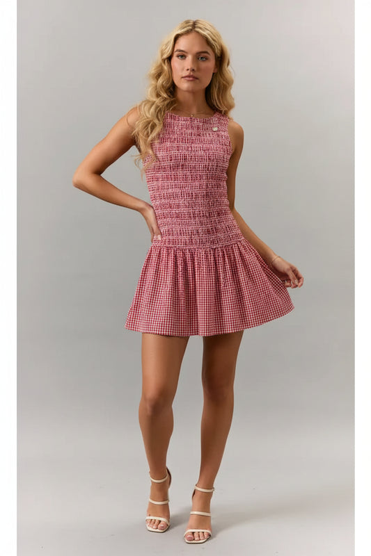 Nola Boat Neck Smocking Bodice Low Waist Romper