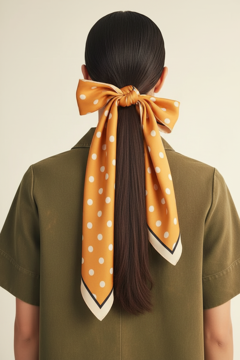 Back view - scarf as ponytail wrap