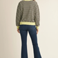 Back View - Striped Contrast Trim Sweatshirt