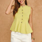 Kentucky Sleeveless Button-Front Peplum Knit Top