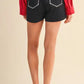 Spy High Waist Shorts with Contrast Stitching