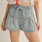 Tara Drawstring Waist Flare Denim Shorts