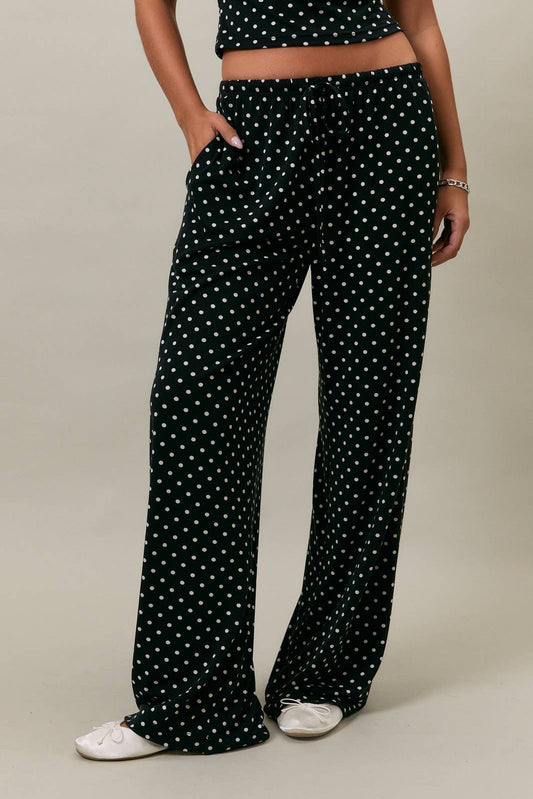 Libby Mid Rise Wide Leg Polka Dot Pants