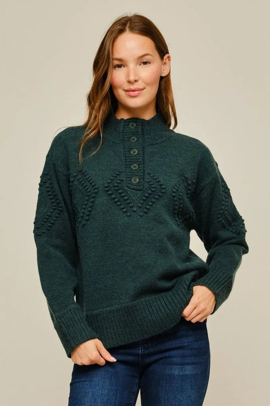 Ada Long Sleeve Textured High Neck Sweater