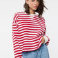 Flawless Contrast Stripe Relaxed Crop Knit Top