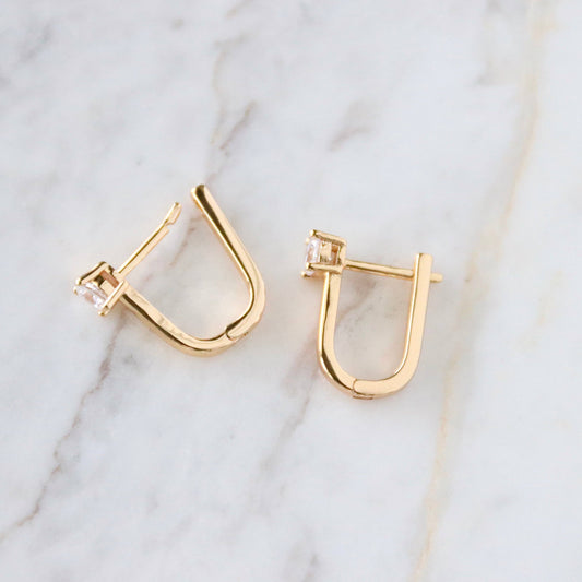 CZ U Huggie Hoop Earrings