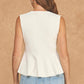 Kentucky Sleeveless Button-Front Peplum Knit Top