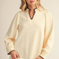Kit Contrast Triangle Notch Balloon Sleeve Blouse
