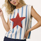 Star Patch Striped Sleeveless Knit Top