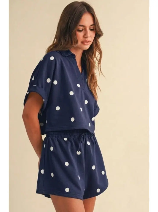 Charming Polkadot Polo Top