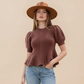 Brown Puff Sleeve Sweater - Front Neutral