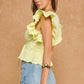 Danville Flutter Sleeve Peplum Poplin Top