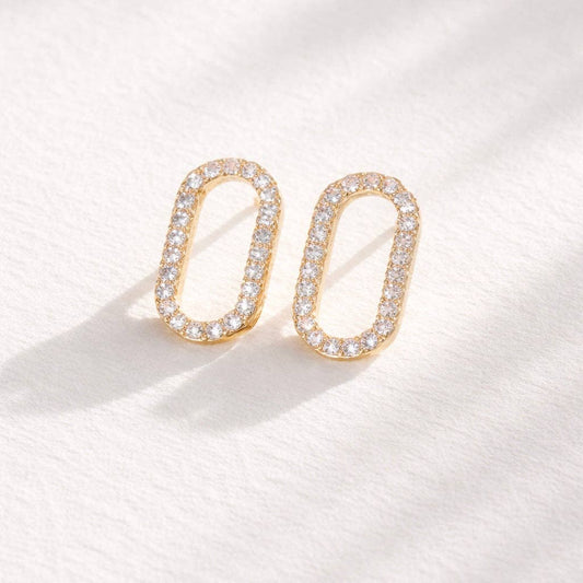 CZ Oval Stud Earrings