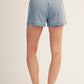 Easy Elastic Waist Washed Denim Shorts