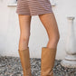 Marlowe Classic Stripe Mid Waist Drawstring Stretch Shorts