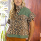 Animal Print Color block Grommet Detail Sherpa Top