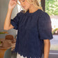 Justice Scalloped Hemline Bubble Sleeve Solid Corduroy Top