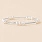 Trio Silver Plated Beaded Stretch Bracelet with Pearls