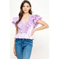 Harrods Ruffled Poplin Detail Knit Top
