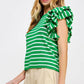 Berea Layered Flutter Short Sleeve Stripe Top
