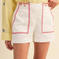 Spy High Waist Shorts with Contrast Stitching