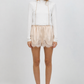 Karma Elastic Waist Satin Shorts with Lace Pointelle