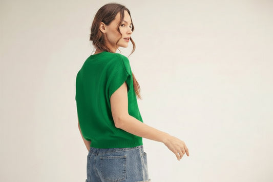 Lyric Drop Shoulder Front Knotted Sweater Top