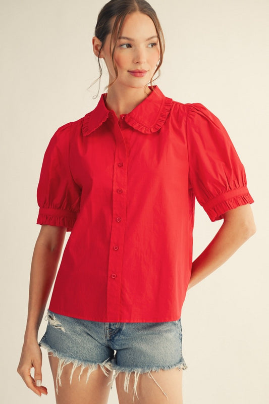 Peter Pan Collard Button Down Top