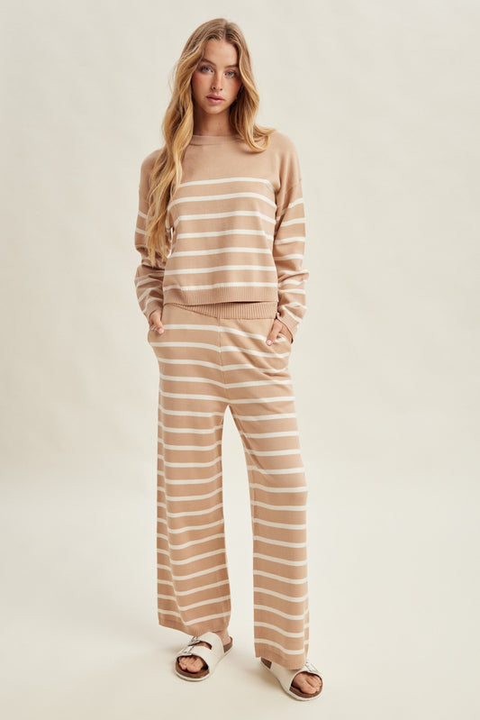 Coffee Sweater Striped Sweater Top