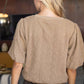 Braid Sweater Knit Short Bubble Sleeve Top