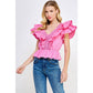 Harrods Ruffled Poplin Detail Knit Top