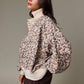 Juliette Leopard Print Snap Button Sweatshirt