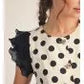 Button Dot Ruffle Sleeve Blouse