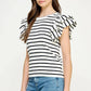 Berea Layered Flutter Short Sleeve Stripe Top